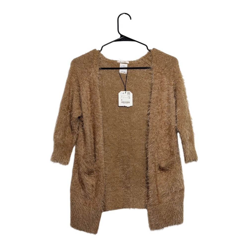 Zara Kids Fuzzy Eyelash Knit Camel Brown Open Front Cardigan Girls Size 6 NWT - Picture 7 of 7
